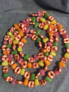 Vtg Candy Blow Mold Christmas Tree Garland PEPPERMINT Gum Drop 8 Feet Hong Kong - Picture 1 of 6