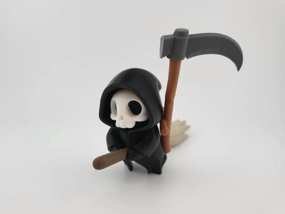 Grim Reaper on a Broomstick - Spooky Cute Skeleton Deco - Image 1 of 4