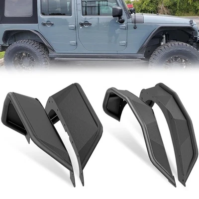For 2007-2018 Jeep Wrangler JK JKU Front & Rear Fender Flares Tube Mud Guard Kit - Image 1 of 4