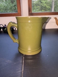 Vintage Hall Pottery Green and White Large Ceramic Pitcher USA 1970'S - Picture 1 of 7