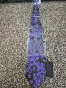 Duchamp London Black Label 100% Silk Black & Purple Classic Floral Tie UKSIZE9.5 - Picture 1 of 8