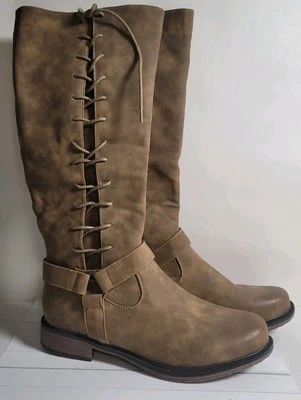 Botas de montar altas Pierre Dumas Barcelona-23 para mujer 10 marrones con cremallera con cordones nuevas sin etiquetas Foto 1 de 4