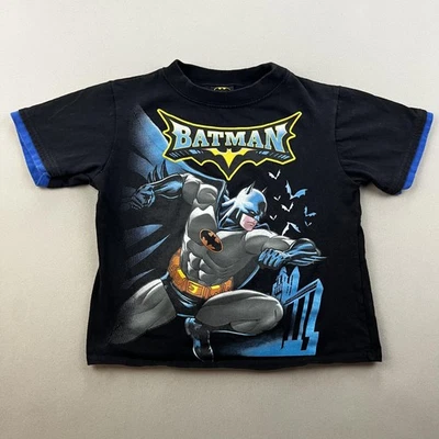 Vintage Batman T-Shirt Youth Boys 5 Black DC Comics Gotham City Robin y2k 2009 - Image 1 of 4