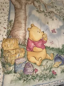 Classic Winnie the Pooh Crib Comforter Blanket Wall Decor Honey Pot Butterflies - Picture 1 of 6