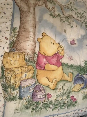 Manta edredón cuna clásica Winnie the Pooh decoración de pared maceta de miel mariposas Foto 1 de 4