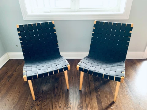 Knoll Mid Century Armless Black Risom Lounge Chair - Set of 2 Cover