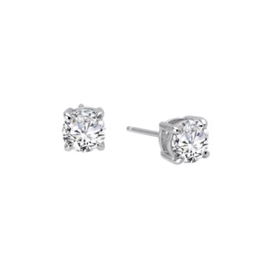 Sterling Silver and Platinum 2 Carat Diamond Stud Earrings | Lafonn - Picture 1 of 1