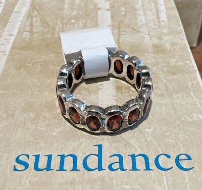 Nuevo con etiquetas Catálogo Sundance Plata Granate “Anillo Filas de Filas” Talla 6 $138 Foto 1 de 4
