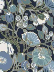 Modern York GO8312 Vincent Poppies Flowers Indigo Blue Wallpaper - Picture 1 of 4
