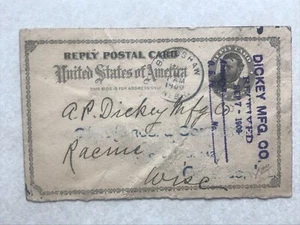 F930 Postal Card Dickey Manufacturing Co 1900 Bradshaw Nebraska NE -wrinkled - Picture 1 of 2