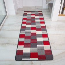 Red Machine Washable Non Slip Runners Rug Geometric Long Narrow Hallway Runner 