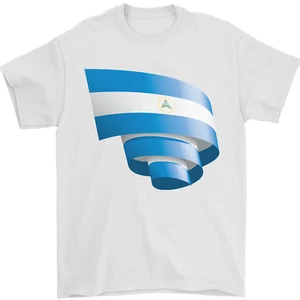 Curled Nicaragua Flag Nicaraguan Day Football Mens T-Shirt 100% Cotton - Picture 1 of 102