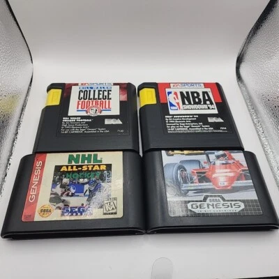 4 Sports Game Lot (NHL 95, NBA, COLLEGE FOOTBALL, SUPER MONOCO GP) Sega Genesis  - Image 1 of 2