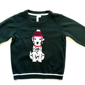 Janie and Jack Pine Grove Holiday Dalmatian Lightweight Crew Neck Sweater Size 5 - Picture 1 of 9
