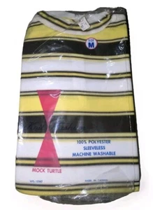 Vintage Sleeveless Women's Shirt Medium Black Wh Yellow NOS 1960's Mock Turtle - Picture 1 of 13