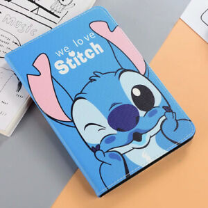 For iPad Mini 1 2 3 4 5 Lilo and Stitch Cartoon Kids Blue New Smart Case Cover