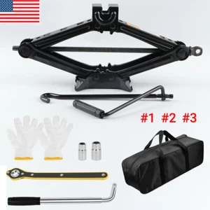 2 Ton,3 Ton Scissor Jack Handle Crank Wheel Lug Wrench Tool Kit Car Garage Tire - Foto 1 di 15