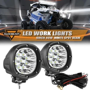 AUXBEAM Pair 4" 80W LED Driving Work Lights White Offroad Spot Fog Pods For Jeep - Picture 1 of 12
