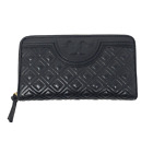 Tory Burch Fleming Zip Continental Wallet Quilted Soft Leather Black One Size