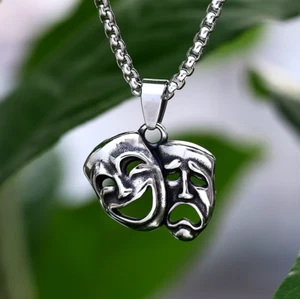 Collar Colgante Retro Acero Inoxidable 316L Sonrisa y Grito Personalidad - Imagen 1 de 4