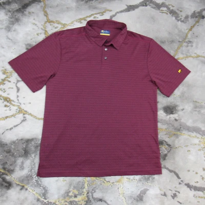 Jack Nicklaus Polo Shirt Mens Large Bear Logo Short Sleeve Maroon Striped Adult - Image 1 of 4