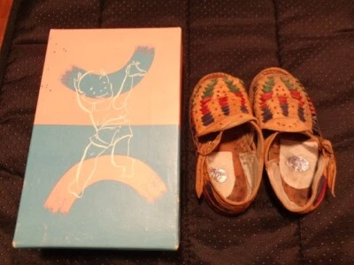 复古 20 世纪 50 年代 House of Oppenheim 墨西哥皮革儿童凉鞋 — 第 1/4 张图片