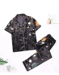 Conjunto de pijama de seda de manga corta para mujer estampado satinado ropa para dormir ropa para el hogar ropa de dormir - Imagen 1 de 12