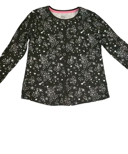Wonder Nation Shirt Girls Youth XL 14-16 Black White Stars Long Sleeve - Picture 1 of 5