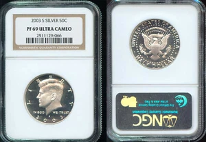 2003-S SILBER NGC KENNEDY HALF PF 69 ULTRA CAMEO WUNDERSCHÖN (8724) - Bild 1 von 1