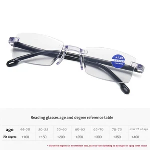 Anti Blue Light Glasses Reading Glasses Square Frameless Presbyopic Eyeglasses - Picture 1 of 15