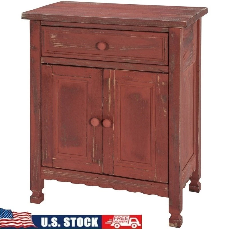 Unidad de almacenamiento de gabinete de acento de cabaña rústica con cajón y estante ajustable nuevo Foto 1 de 4
