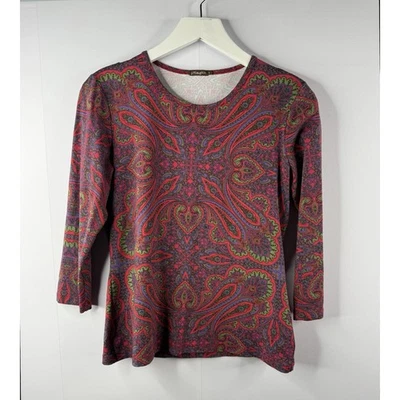 Top de tela J. McLaughlin manga 3/4 rojo cachemira Catalina talla S manga 3/4 Heritage Foto 1 de 4