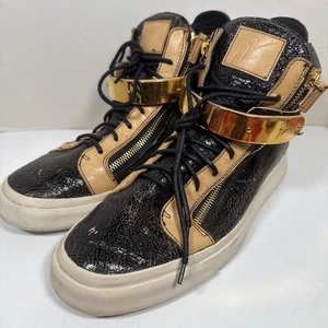 Giuseppe Zanotti Sneakers Uomo Pelle Craccata Con Accenti Oro Taglia 45 - Foto 1 di 21