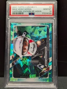 2022 Topps Chrome Sapphire F1 Max Verstappen #3 SSP Variation Aqua Refractor /99 - Picture 1 of 2