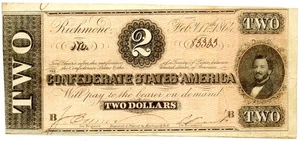 1864 2 $ Richmond, VA Confederate Note T70 - Bild 1 von 2