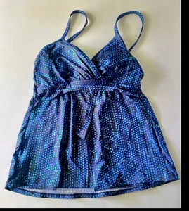 Miraclesuit Size 10 Cleo Dot Com Blue Purple Tankini Top New w/o Tags - Picture 1 of 21