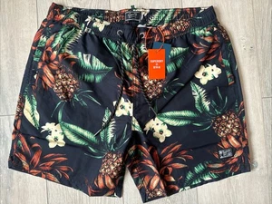 Superdry Neu Herren Badeshorts schwarz Hawaii-Print XL UVP 39,99 £ - Bild 1 von 4
