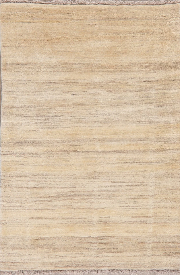 Modern Ivory Gabbeh Foyer Rug 4x5 Ft Handmade Oriental Wool Carpet Modern Rug - Image 1 of 4