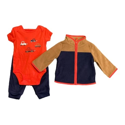 Carter's Boy's 3 Piece Short Sleeve, Jogger Pant & Full Zip Fleece Jacket Set - Image 1 of 4