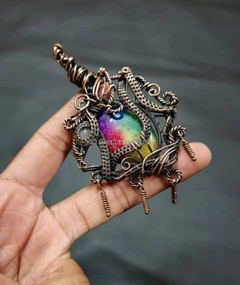 Colgante de cuarzo solar piedras preciosas alambre de cobre envuelto colgante joyería para regalo Foto 1 de 4