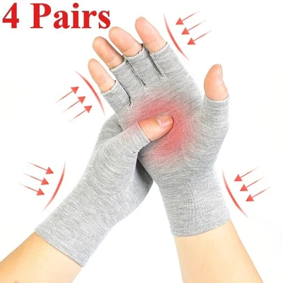 4 pares de guantes de compresión de bambú para la artritis alivio del dolor articular guantes de mano terapia Foto 1 de 4