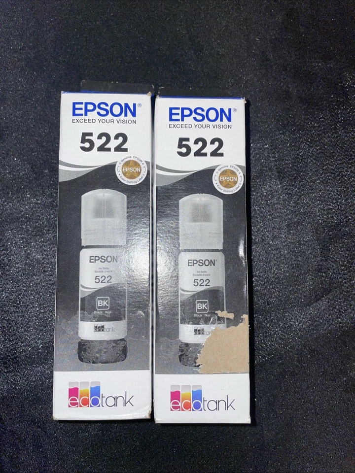 Genuine Epson 522 Ink 4 Color Combo 65ml Bottles for Eco Tank Printers