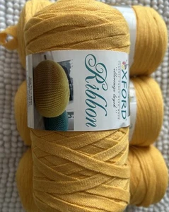 Oxford 100% Recycled Cotton Ribbon Tape Yarn - 4 x 250gr Rolls - Yellow - Picture 1 of 6