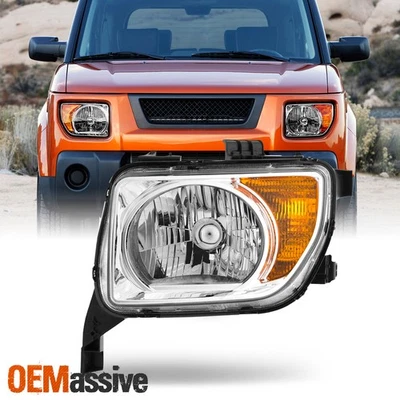适用于 2003 - 2006 年本田 Element 卤素型车头灯前照灯镀铬驱动侧 — 第 1/4 张图片