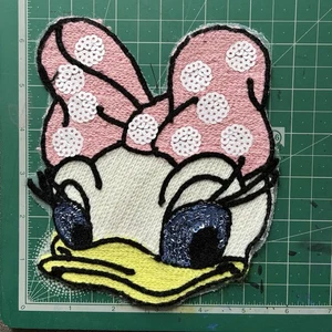 Large Daisy Duck Sew-On Patch Sequin Patch - Picture 1 of 2