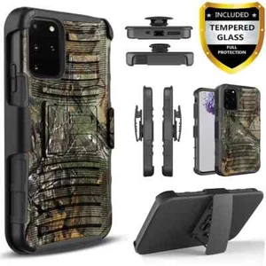 For Samsung Galaxy Note 20 Case+Tempered Glass, Built-in Stand with Belt Clip - Picture 1 of 8