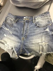 Eunina Shorts Womens Size Small Lulu High Rise Cut Off Shortie Denim Jean Blue - Picture 1 of 3