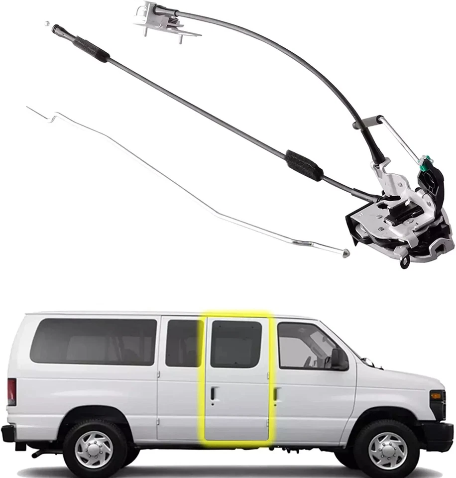 Door latch assembly w/cable Rod for Ford E150 E250 E350 RH Side Hinged door r... - Image 1 of 3