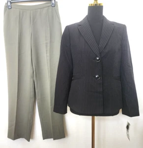 New Evan-Picone Women's Stripe Blue/Green 2Pc Pant Suit Size 8 P/6 - Picture 1 of 8