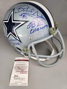 Butch Johnson Cowboys handsigniertes 70er Jahre Federung TK Helm 4 Inschriften JSA - Bild 1 von 17